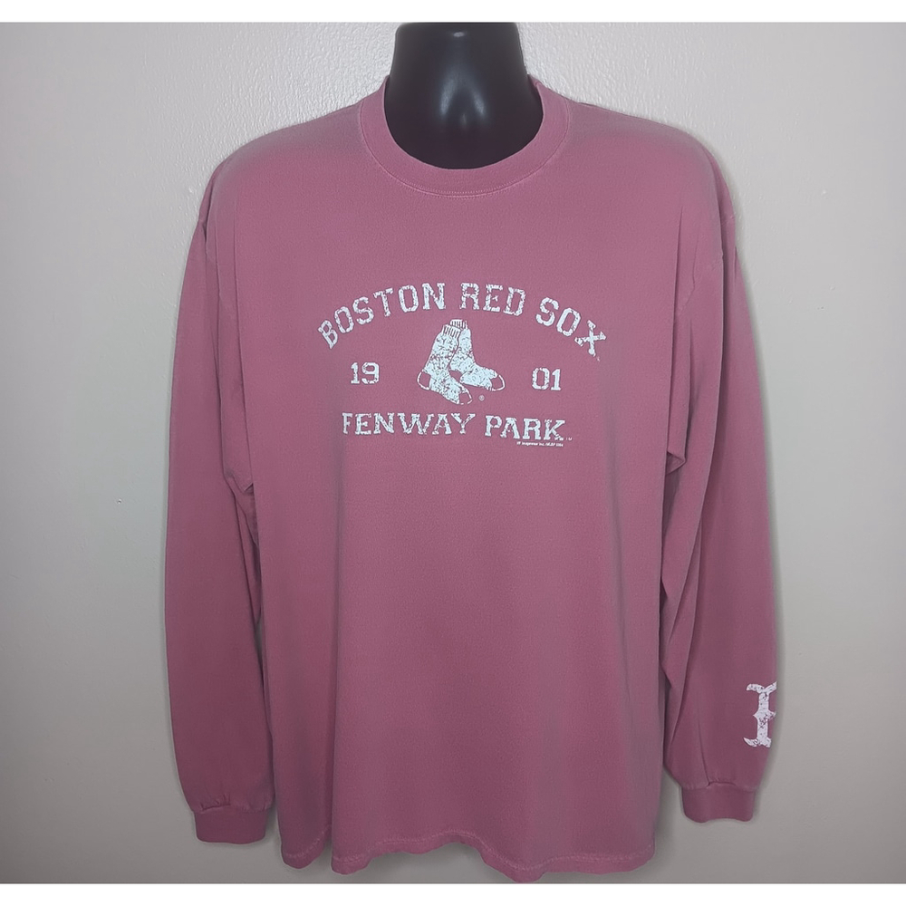 VTG Y2K Boston Red Sox Fenway Large MLB T-shirt Salmon Pink Authentic Pigment